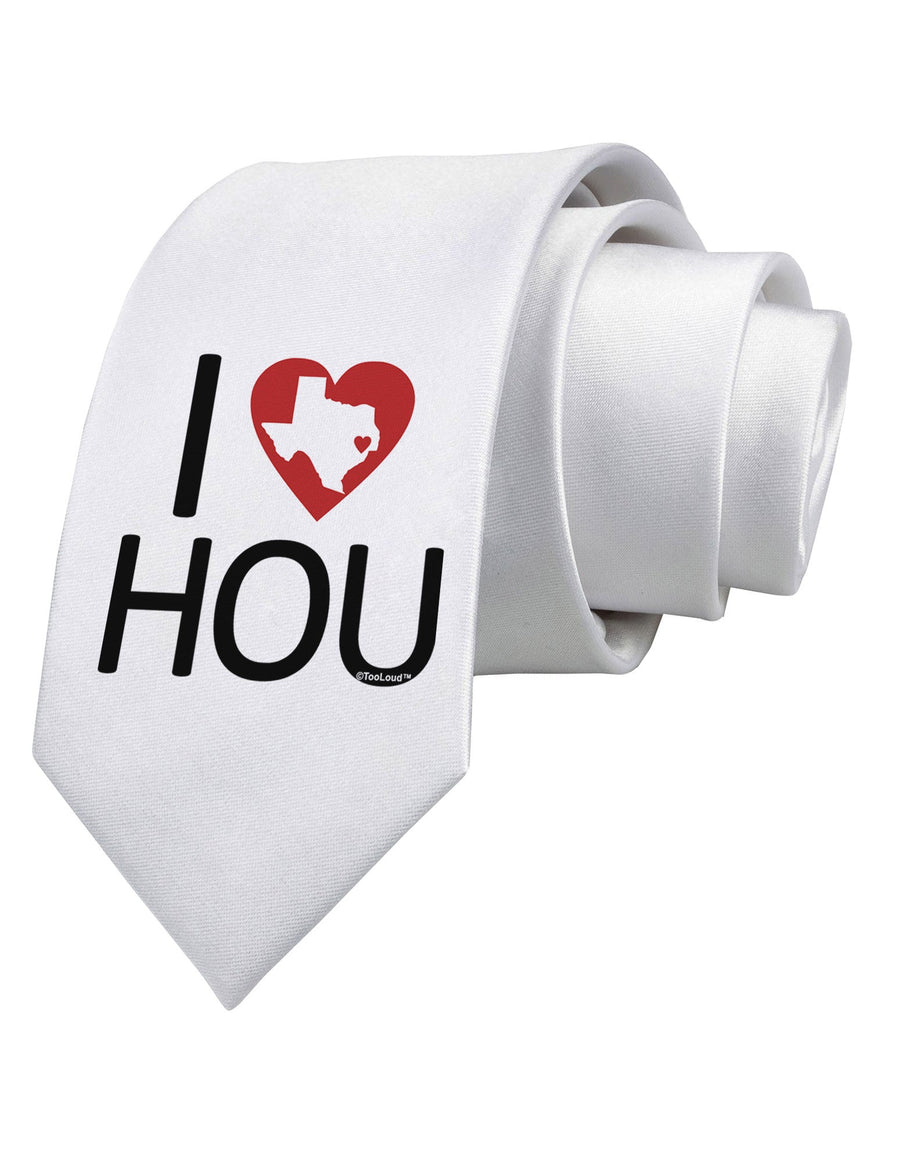 I Heart Houston Printed White Necktie