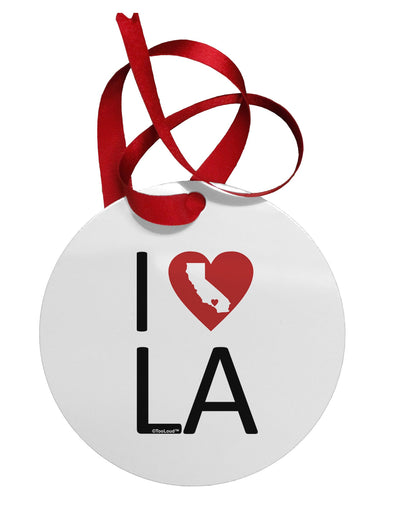 I Heart Los Angeles Circular Metal Ornament-Ornament-TooLoud-White-Davson Sales