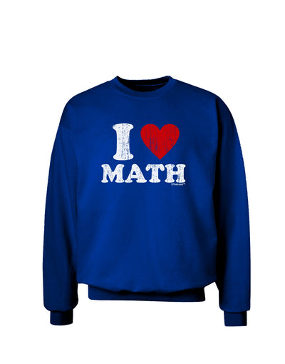 I Heart Math Distressed Adult Dark Sweatshirt by TooLoud-Wall Clock-TooLoud-Deep-Royal-Blue-Small-Davson Sales