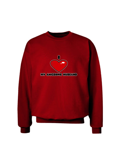 I Heart My Awesome Husband Adult Dark Sweatshirt by TooLoud-Sweatshirts-TooLoud-Deep-Red-Small-Davson Sales