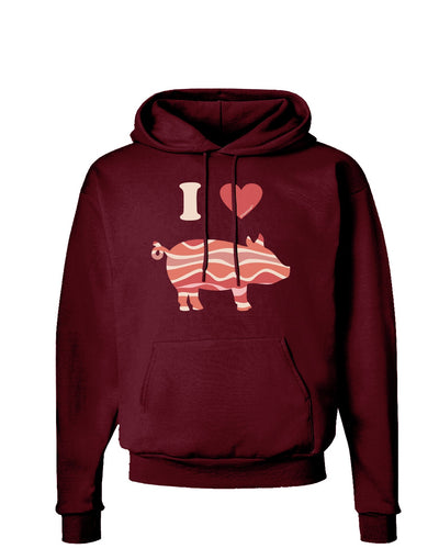 I Heart My Bacon Pig Silhouette Dark Hoodie Sweatshirt by TooLoud-Hoodie-TooLoud-Maroon-Small-Davson Sales