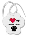 I Heart My Border Collie Paw Print Shaped Ornament by TooLoud-Ornament-TooLoud-White-Davson Sales