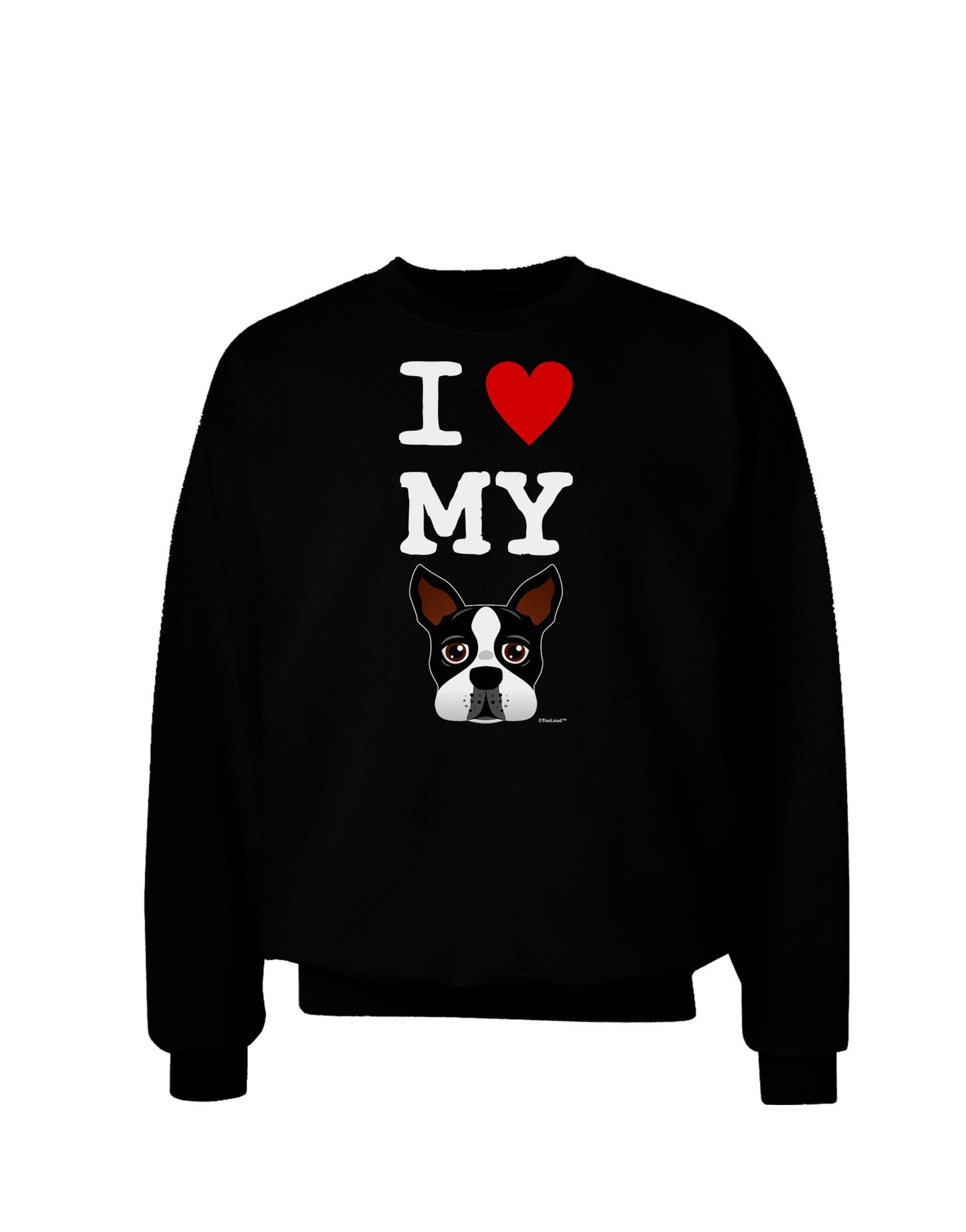 I Heart My Boston Terrier Adult Dark Sweatshirt-Sweatshirts-TooLoud-Black-Small-Davson Sales