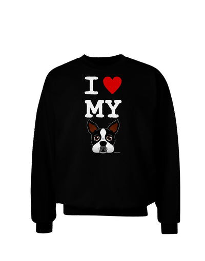 I Heart My Boston Terrier Adult Dark Sweatshirt-Sweatshirts-TooLoud-Black-Small-Davson Sales