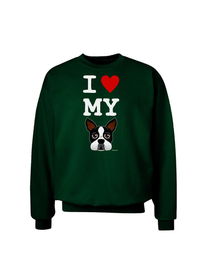 I Heart My Boston Terrier Adult Dark Sweatshirt-Sweatshirts-TooLoud-Deep-Forest-Green-Small-Davson Sales