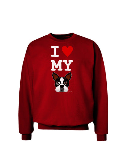 I Heart My Boston Terrier Adult Dark Sweatshirt-Sweatshirts-TooLoud-Deep-Red-Small-Davson Sales