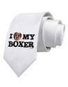 I Heart My Boxer Printed White Necktie by TooLoud