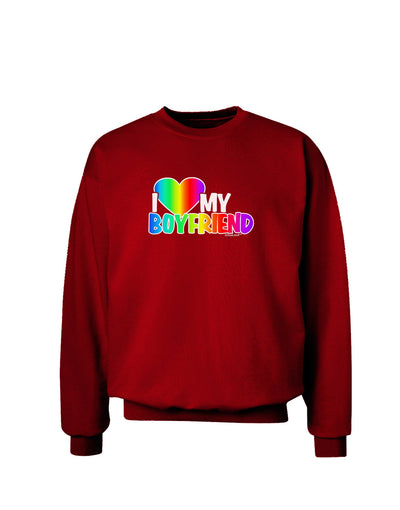 I Heart My Boyfriend - Rainbow Adult Dark Sweatshirt-Sweatshirts-TooLoud-Deep-Red-Small-Davson Sales