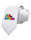 I Heart My Boyfriend - Rainbow Printed White Necktie