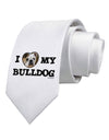 I Heart My Bulldog Printed White Necktie by TooLoud