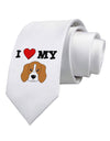 I Heart My - Cute Beagle Dog Printed White Necktie by TooLoud