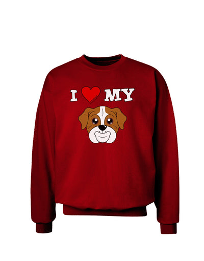 I Heart My - Cute Bulldog - Red Adult Dark Sweatshirt by TooLoud-Sweatshirts-TooLoud-Deep-Red-Small-Davson Sales