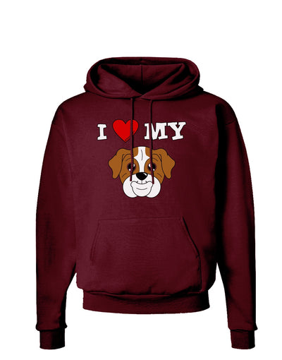 I Heart My - Cute Bulldog - Red Dark Hoodie Sweatshirt by TooLoud-Hoodie-TooLoud-Maroon-Small-Davson Sales