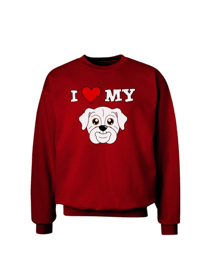 I Heart My - Cute Bulldog - White Adult Dark Sweatshirt by TooLoud-Sweatshirts-TooLoud-Deep-Red-Small-Davson Sales