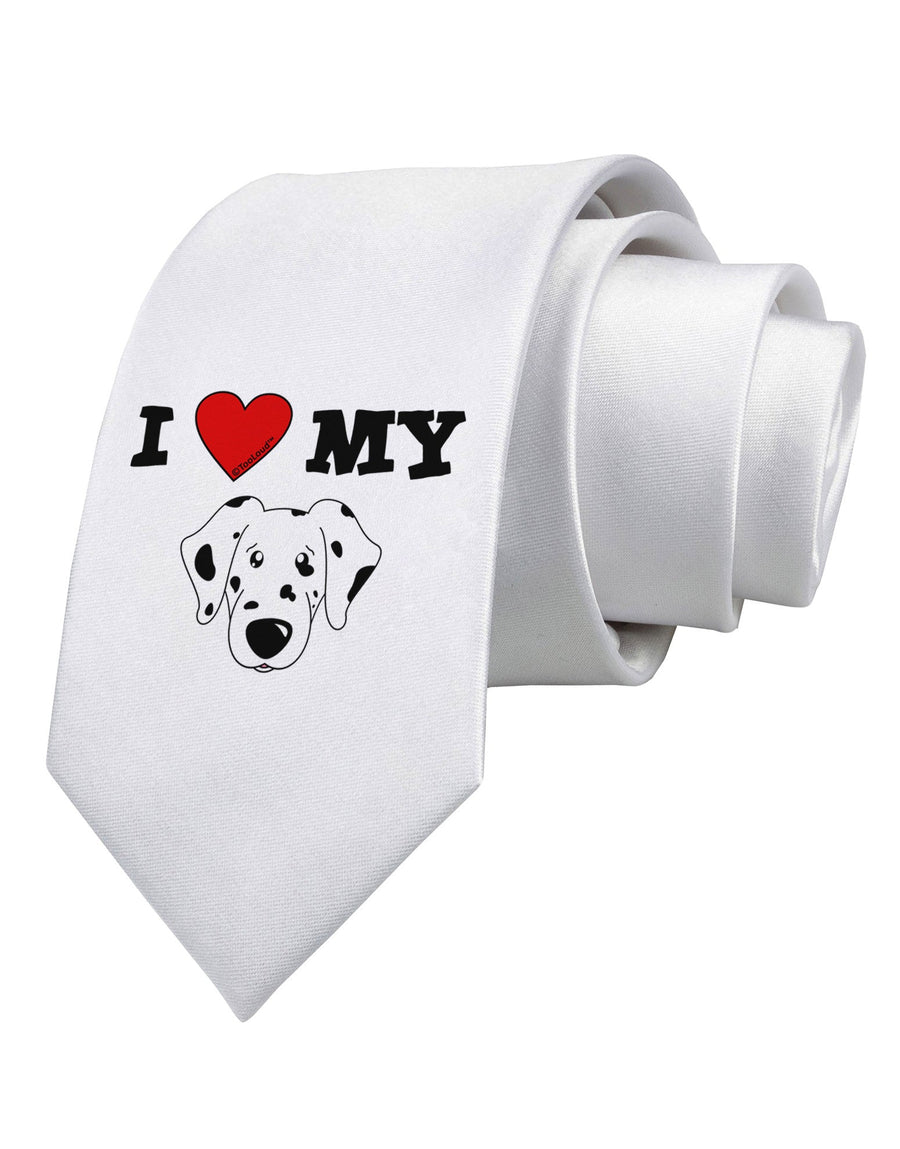 I Heart My - Cute Dalmatian Dog Printed White Necktie by TooLoud