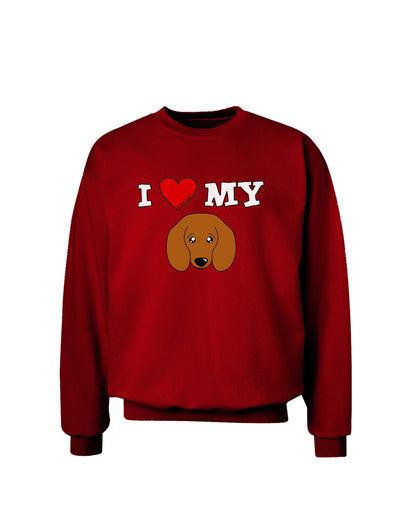 I Heart My - Cute Doxie Dachshund Dog Adult Dark Sweatshirt by TooLoud-Sweatshirts-TooLoud-Deep-Red-Small-Davson Sales