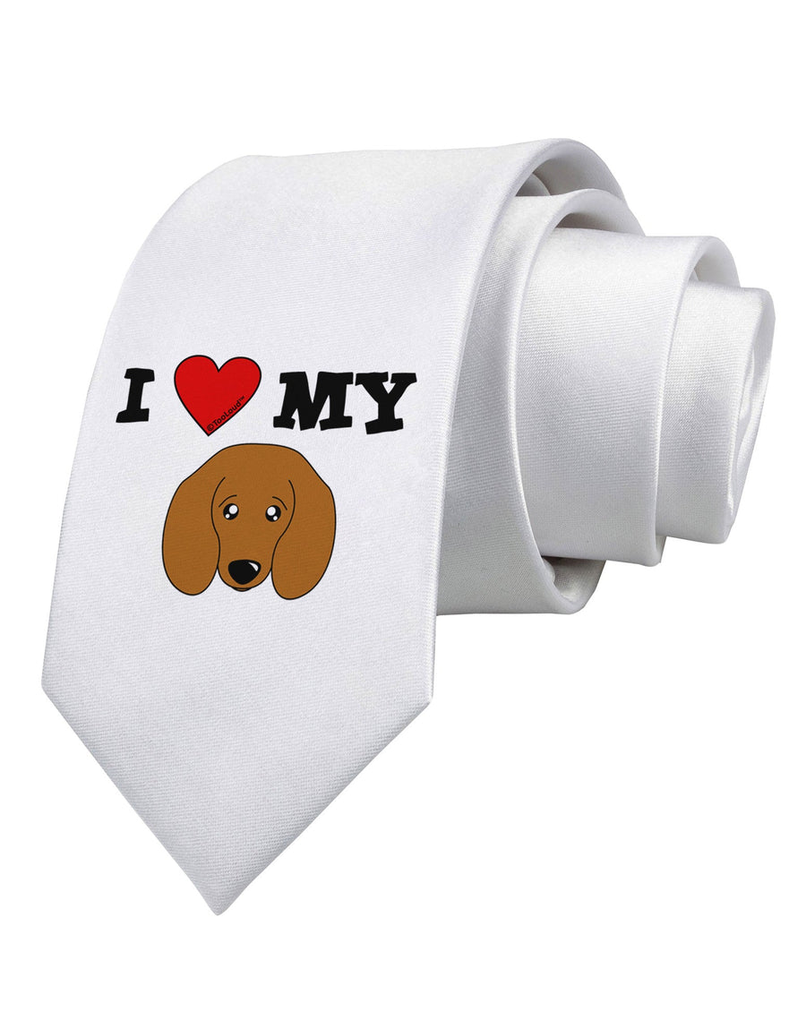 I Heart My - Cute Doxie Dachshund Dog Printed White Necktie by TooLoud