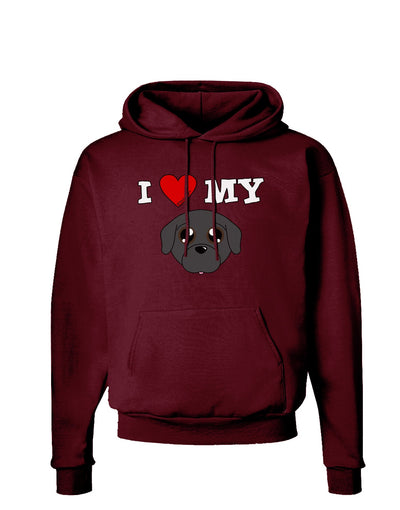 I Heart My - Cute Pug Dog - Black Dark Hoodie Sweatshirt by TooLoud-Hoodie-TooLoud-Maroon-Small-Davson Sales