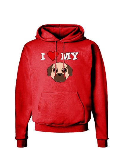 I Heart My - Cute Pug Dog - Fawn Dark Hoodie Sweatshirt by TooLoud-Hoodie-TooLoud-Red-Small-Davson Sales