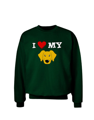 I Heart My - Cute Yellow Labrador Retriever Dog Adult Dark Sweatshirt by TooLoud-Sweatshirts-TooLoud-Deep-Forest-Green-Small-Davson Sales