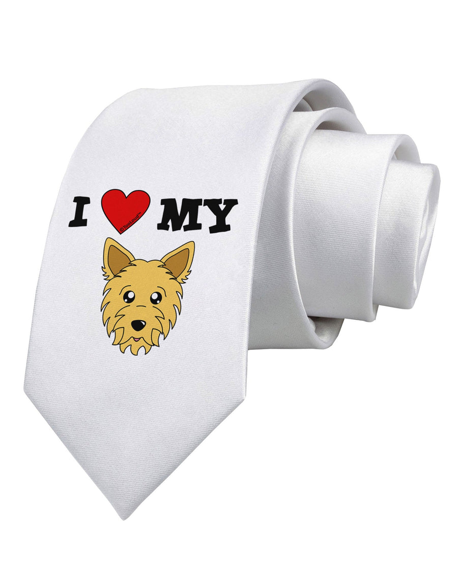 I Heart My - Cute Yorkshire Terrier Yorkie Dog Printed White Necktie by TooLoud