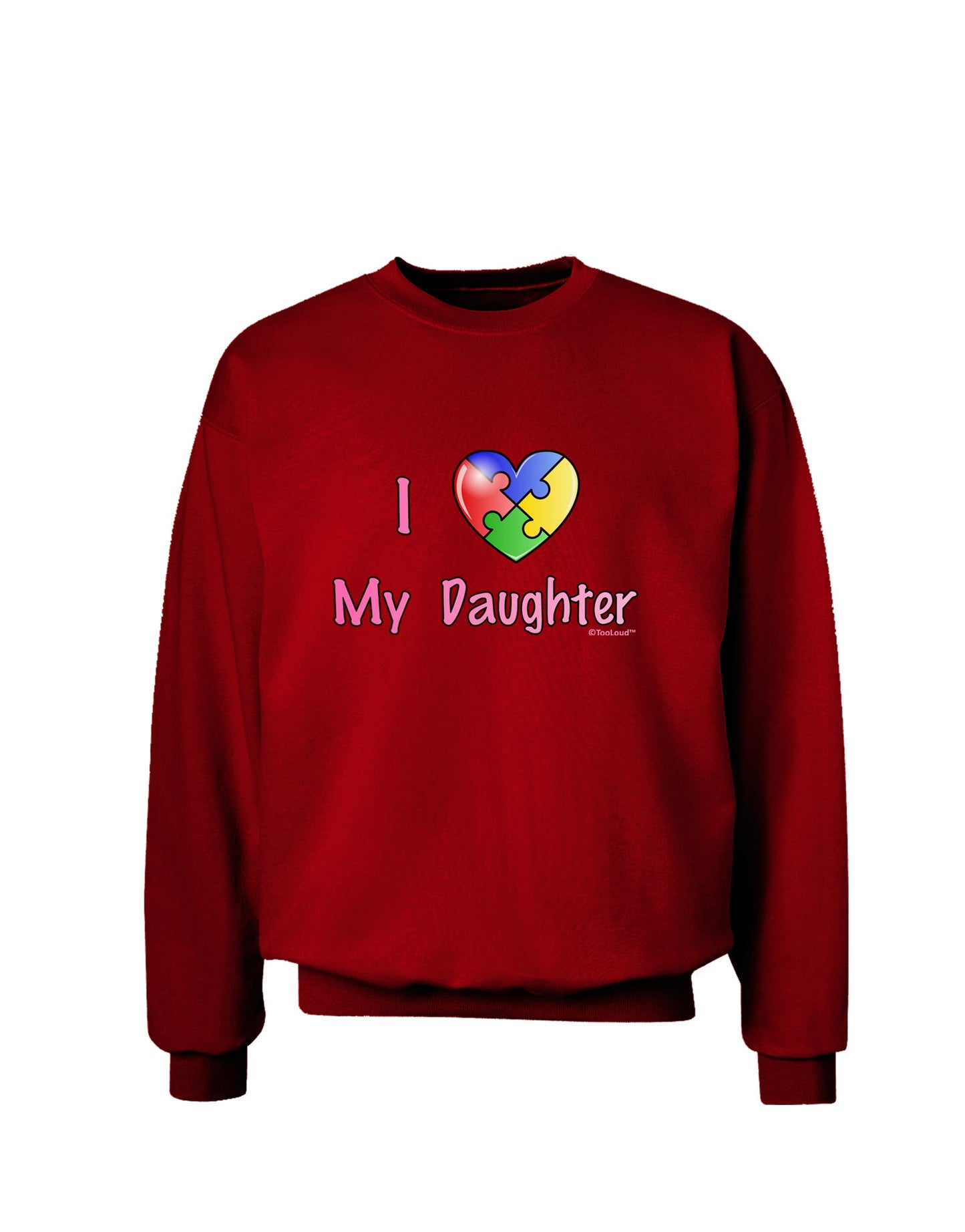 I Heart My Daughter - Autism Awareness Adult Dark Sweatshirt by TooLoud-Sweatshirts-TooLoud-Deep-Red-Small-Davson Sales