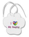 I Heart My Daughter - Autism Awareness Paw Print Shaped Ornament by TooLoud-Ornament-TooLoud-White-Davson Sales