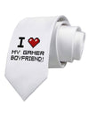 I Heart My Gamer Boyfriend Printed White Necktie