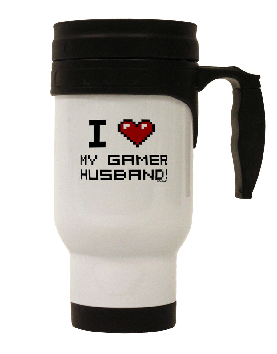 I Heart My Gamer Husband Stainless Steel 14oz Travel Mug-Travel Mugs-TooLoud-White-Davson Sales