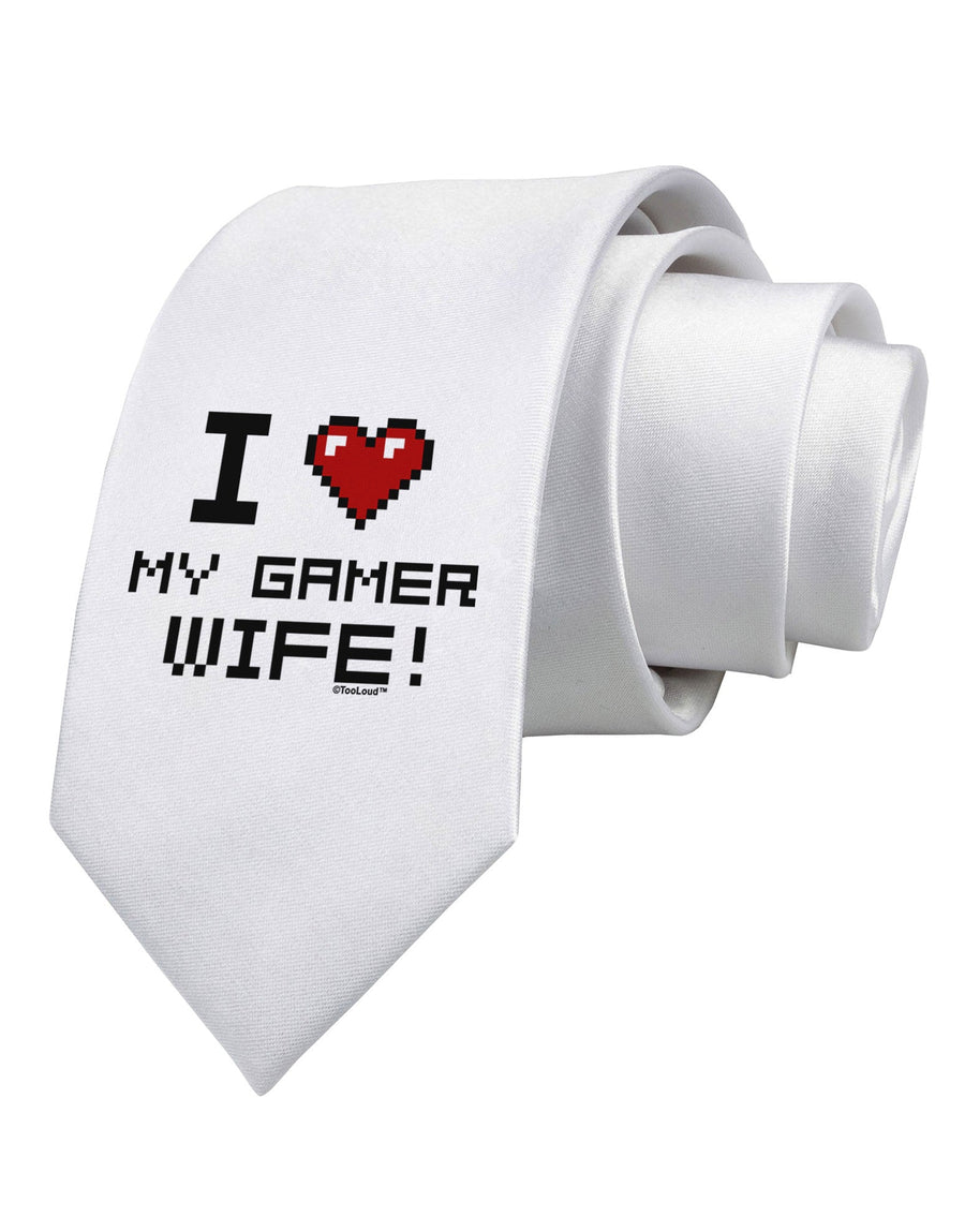 I Heart My Gamer Wife Printed White Necktie