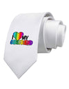 I Heart My Girlfriend - Rainbow Printed White Necktie