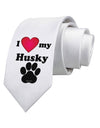 I Heart My Husky Printed White Necktie by TooLoud