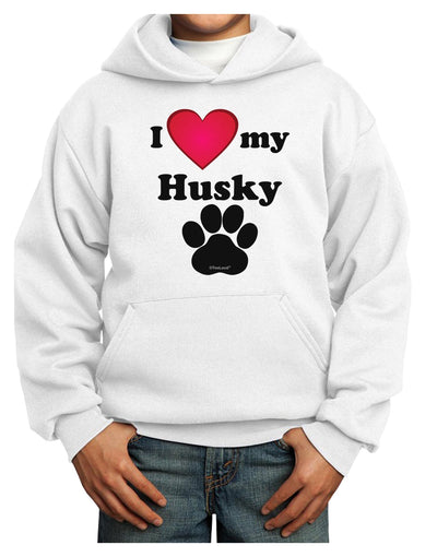 I Heart My Husky Youth Hoodie Pullover Sweatshirt by TooLoud