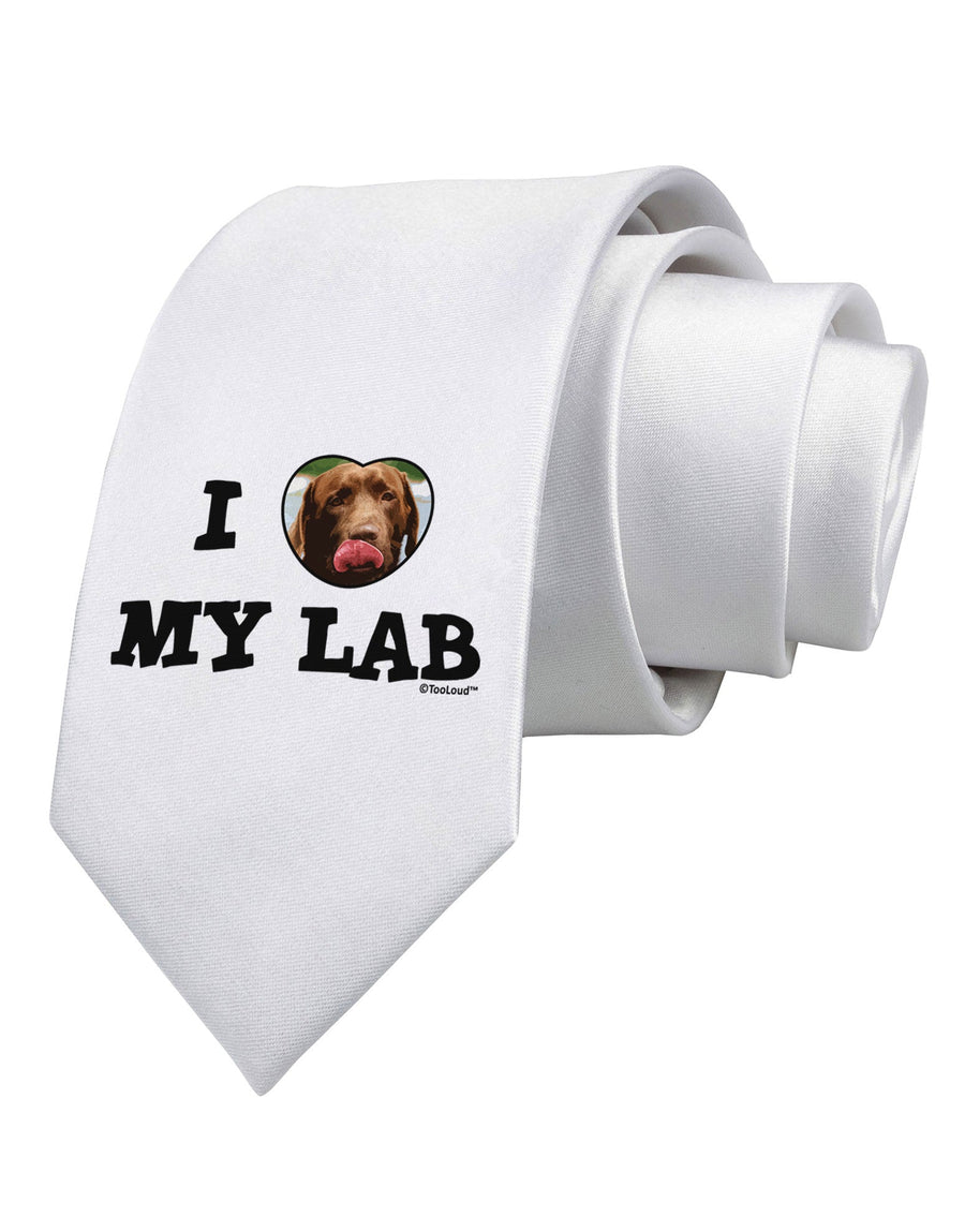 I Heart My Lab Printed White Necktie