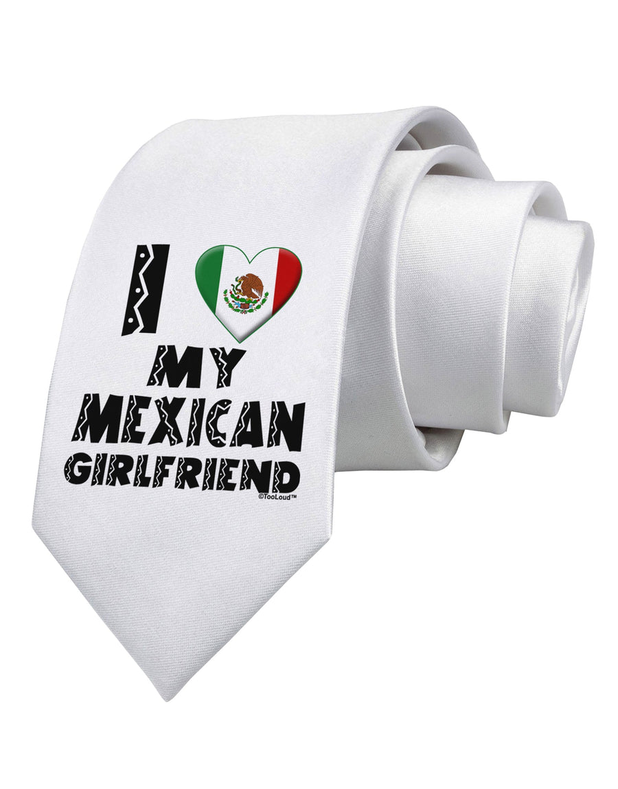 I Heart My Mexican Girlfriend Printed White Necktie by TooLoud