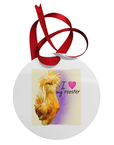 I Heart My Rooster Circular Metal Ornament-Ornament-TooLoud-Davson Sales