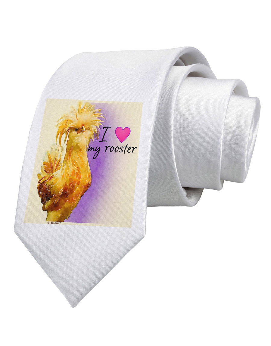 I Heart My Rooster Printed White Necktie