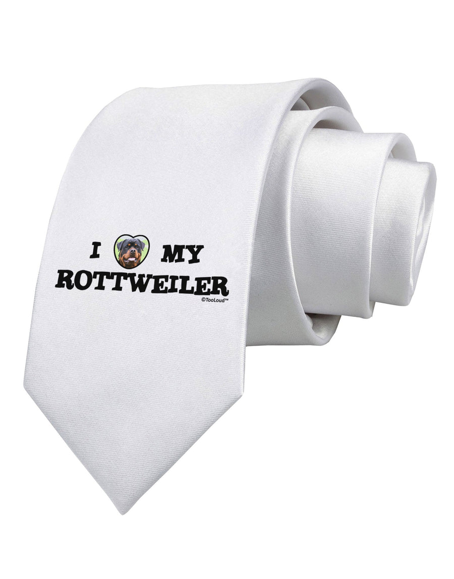 I Heart My Rottweiler Printed White Necktie by TooLoud