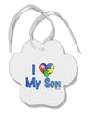 I Heart My Son - Autism Awareness Paw Print Shaped Ornament by TooLoud-Ornament-TooLoud-White-Davson Sales