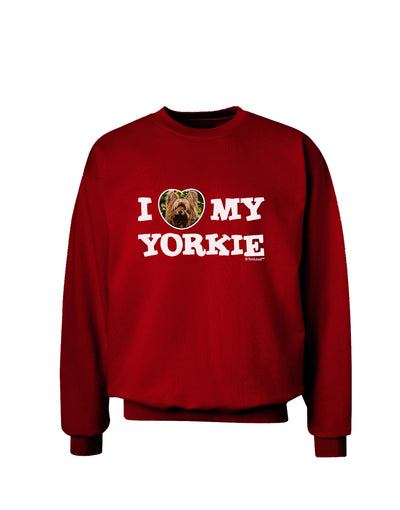 I Heart My Yorkie Adult Dark Sweatshirt by TooLoud-Sweatshirts-TooLoud-Deep-Red-Small-Davson Sales