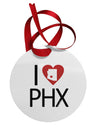 I Heart Phoenix Circular Metal Ornament-Ornament-TooLoud-White-Davson Sales