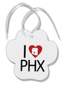 I Heart Phoenix Paw Print Shaped Ornament-Ornament-TooLoud-White-Davson Sales