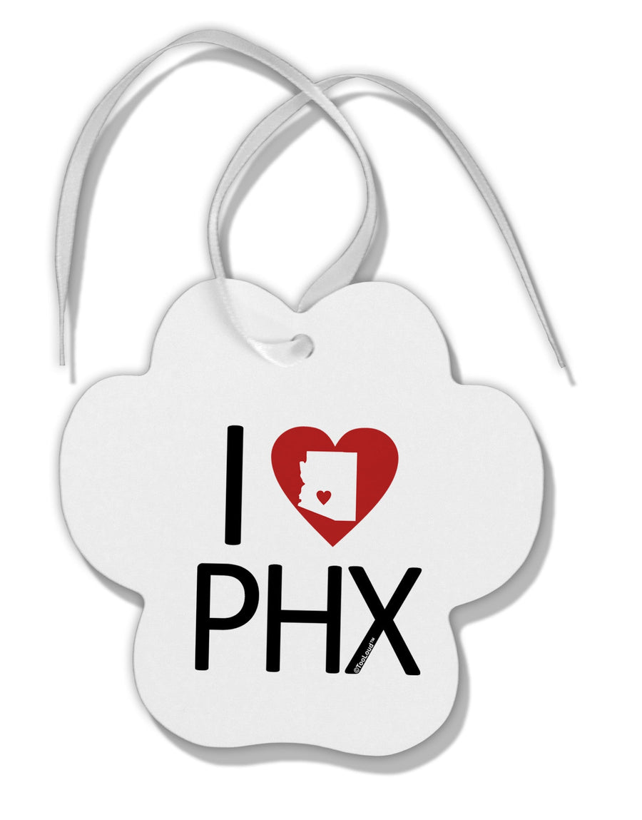 I Heart Phoenix Paw Print Shaped Ornament-Ornament-TooLoud-White-Davson Sales