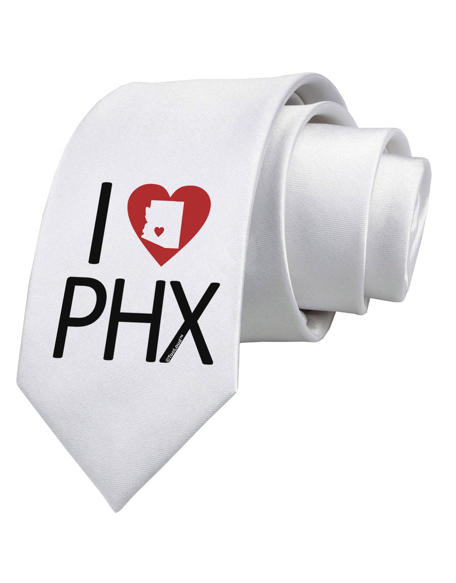 I Heart Phoenix Printed White Necktie