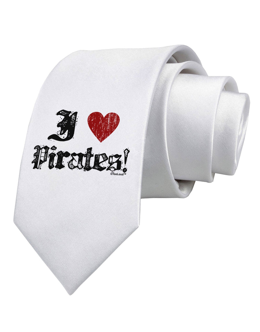 I Heart Pirates Printed White Necktie