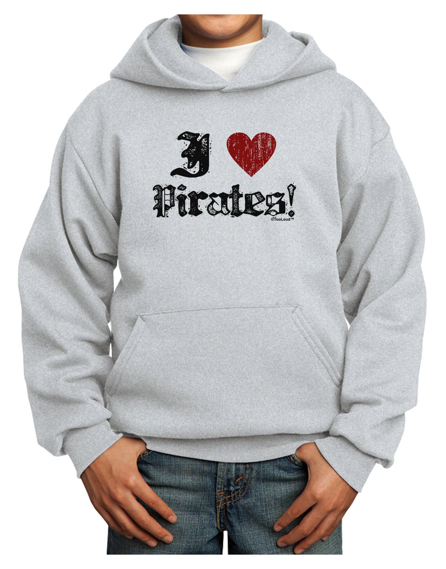 I Heart Pirates Youth Hoodie Pullover Sweatshirt-Youth Hoodie-TooLoud-White-XS-Davson Sales