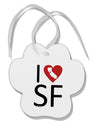 I Heart San Francisco Paw Print Shaped Ornament-Ornament-TooLoud-White-Davson Sales