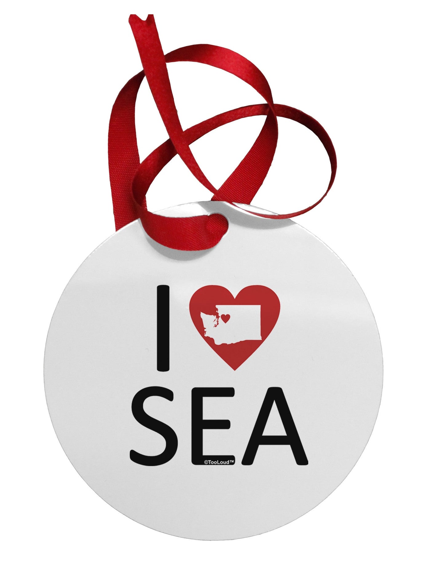 I Heart Seattle Circular Metal Ornament-Ornament-TooLoud-White-Davson Sales