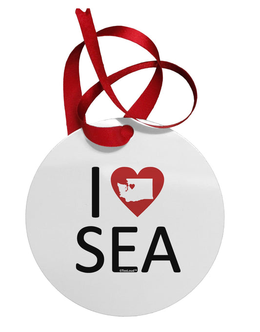I Heart Seattle Circular Metal Ornament-Ornament-TooLoud-White-Davson Sales