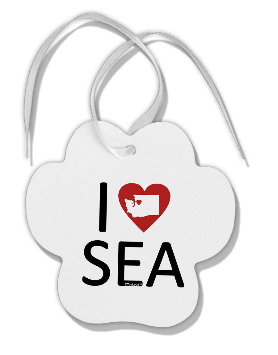 I Heart Seattle Paw Print Shaped Ornament-Ornament-TooLoud-White-Davson Sales